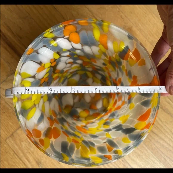 Snazzy Flawless Glass Vase / Candle Holder Gray White Orange Yellow Clear - Picture 8 of 10